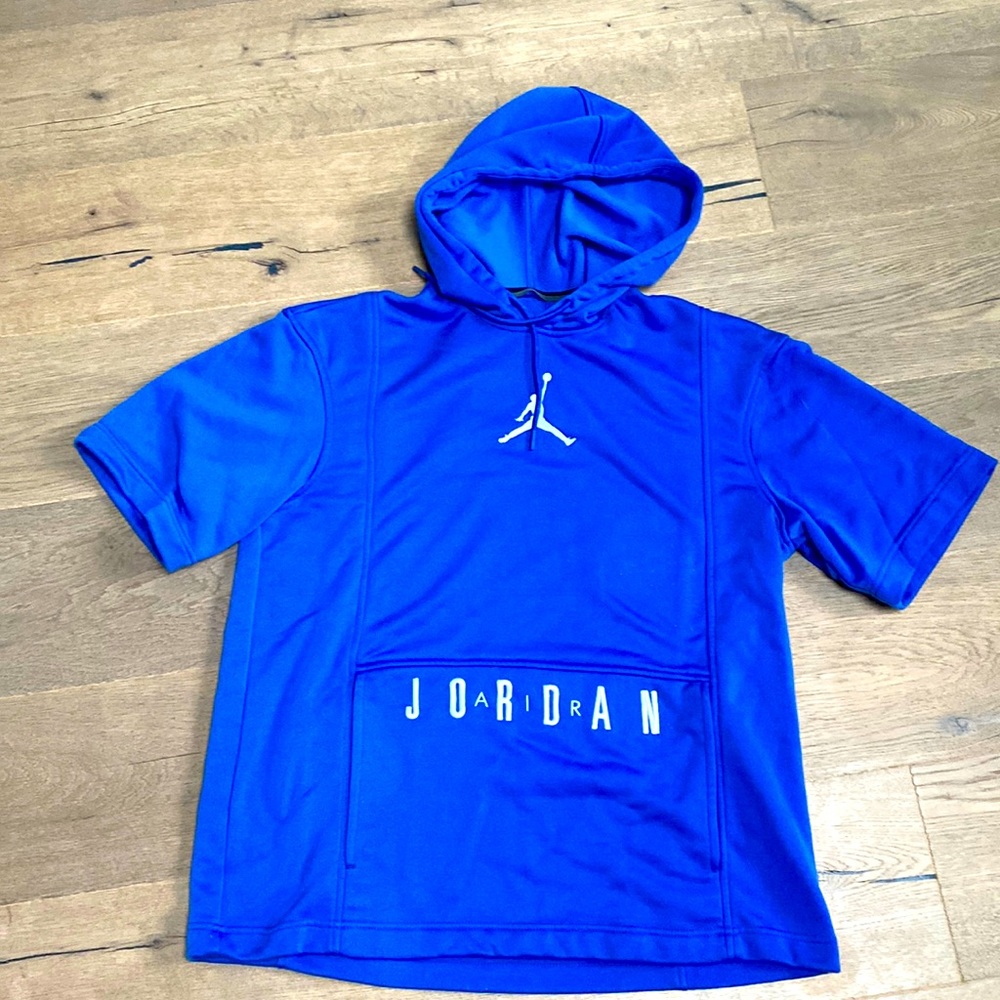 Nike Air Jordan oversized short sleeve sweatshirt hoodie w front pocket Mens M/L